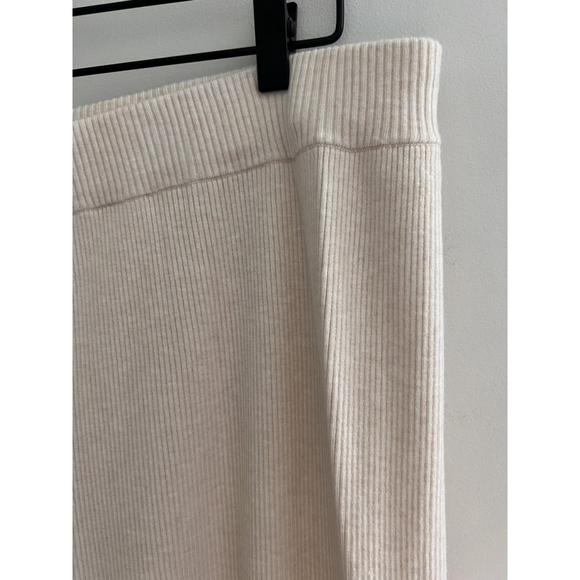 Nuuds Pants Womens 2XL Beige Ribbed Knit Wide Leg Lounge Pull On Soft Stretch - Picture 3 of 9